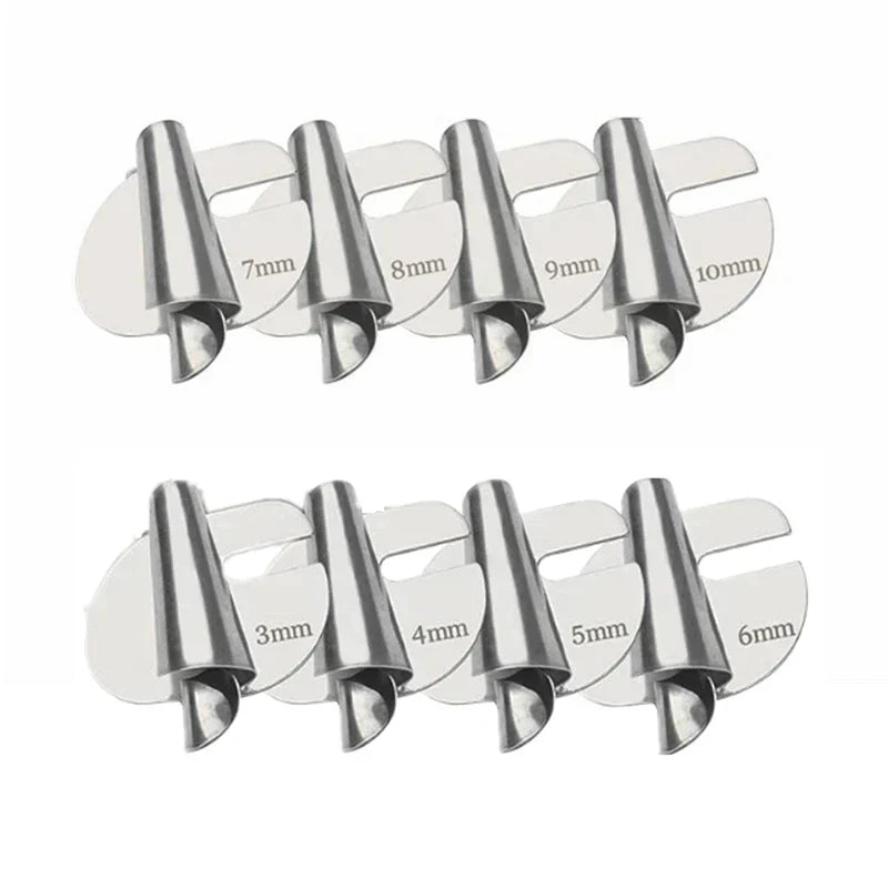 Hem Master Pro Set - Sewing Hem Guide Kit with silver metal hem guides sized 3mm to 10mm