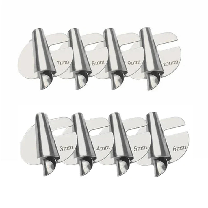 Hem Master Pro Set - Sewing Hem Guide Kit with silver metal hem guides sized 3mm to 10mm