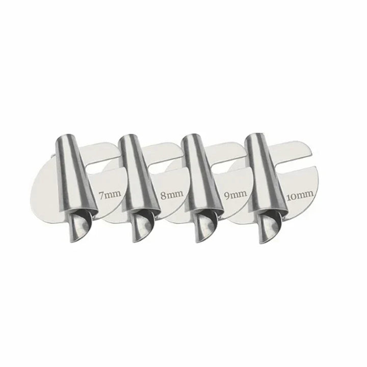 Hem Master Pro Set - Sewing Hem Guide Kit detail with silver metal hemmer guides sized 7mm to 10mm