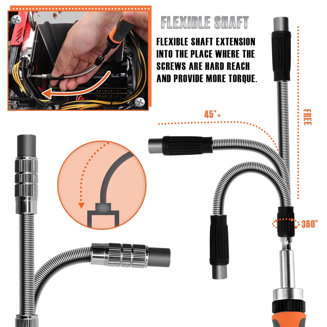68-in-1 Ratchet Screwdriver Set with Magnetic Bits & Extension Rod – FortiDrive