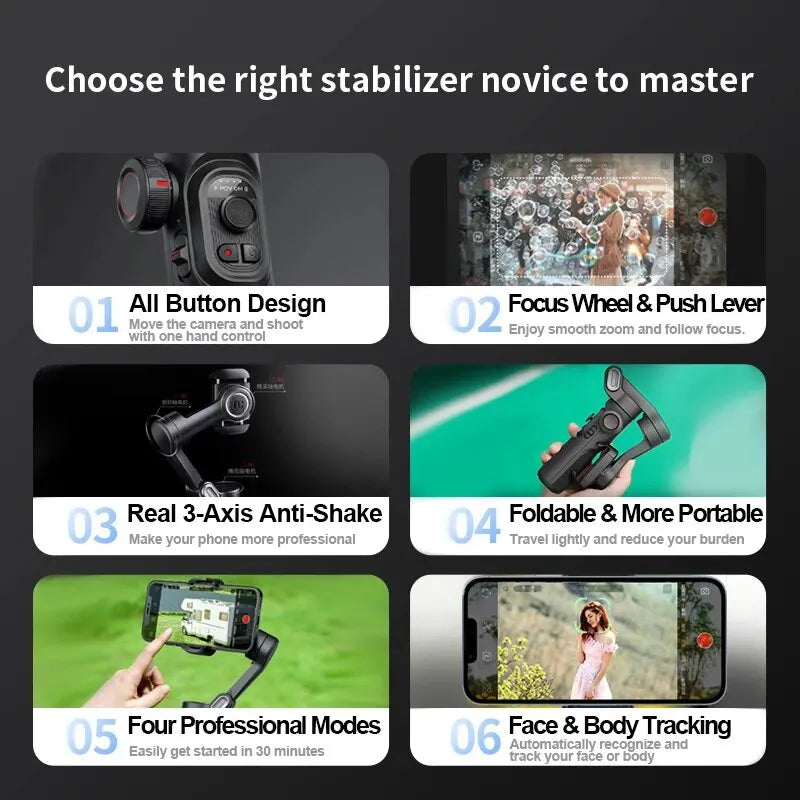 3-Axis Smartphone Gimbal Stabilizer with AI Tracking & Face Detection – Alvion