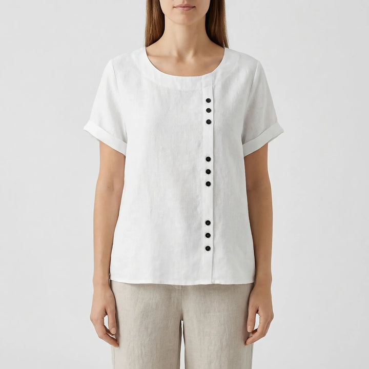 Short-Sleeve Button-Front Blouse - Mindy