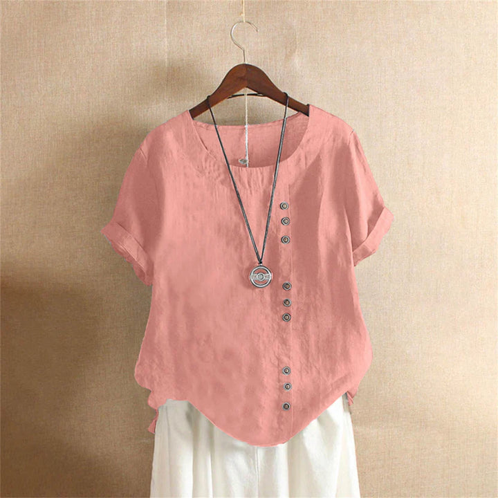 Short-Sleeve Button-Front Blouse - Mindy