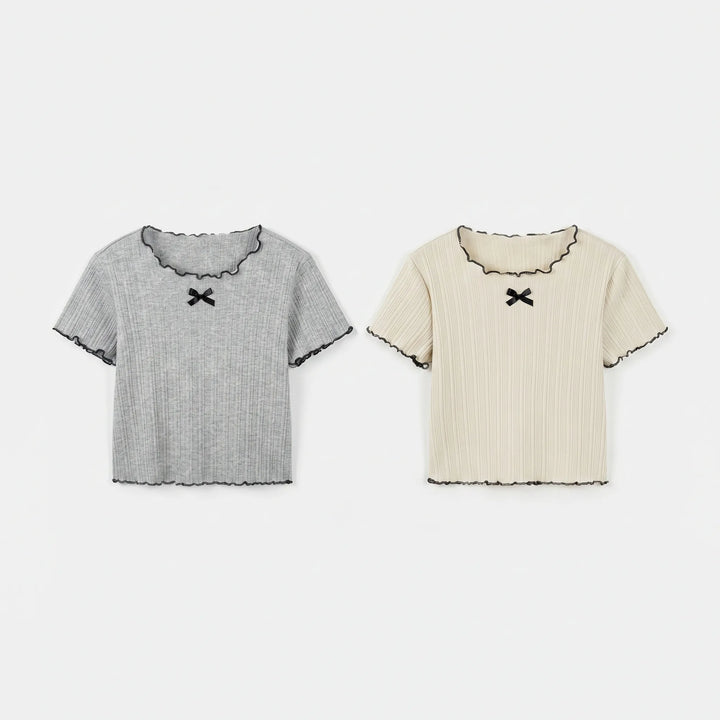 Short-Sleeve Ribbed Children's Top - Ribbony