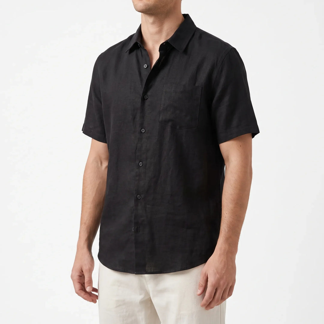 Short-Sleeved Casual Button-Up Shirt -  Josh
