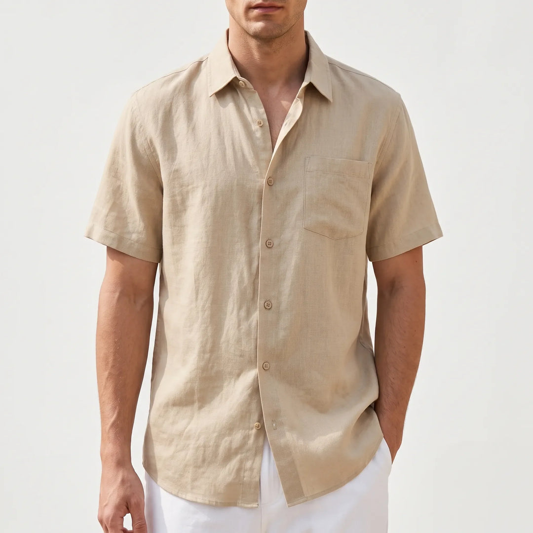 Short-Sleeved Casual Button-Up Shirt -  Josh