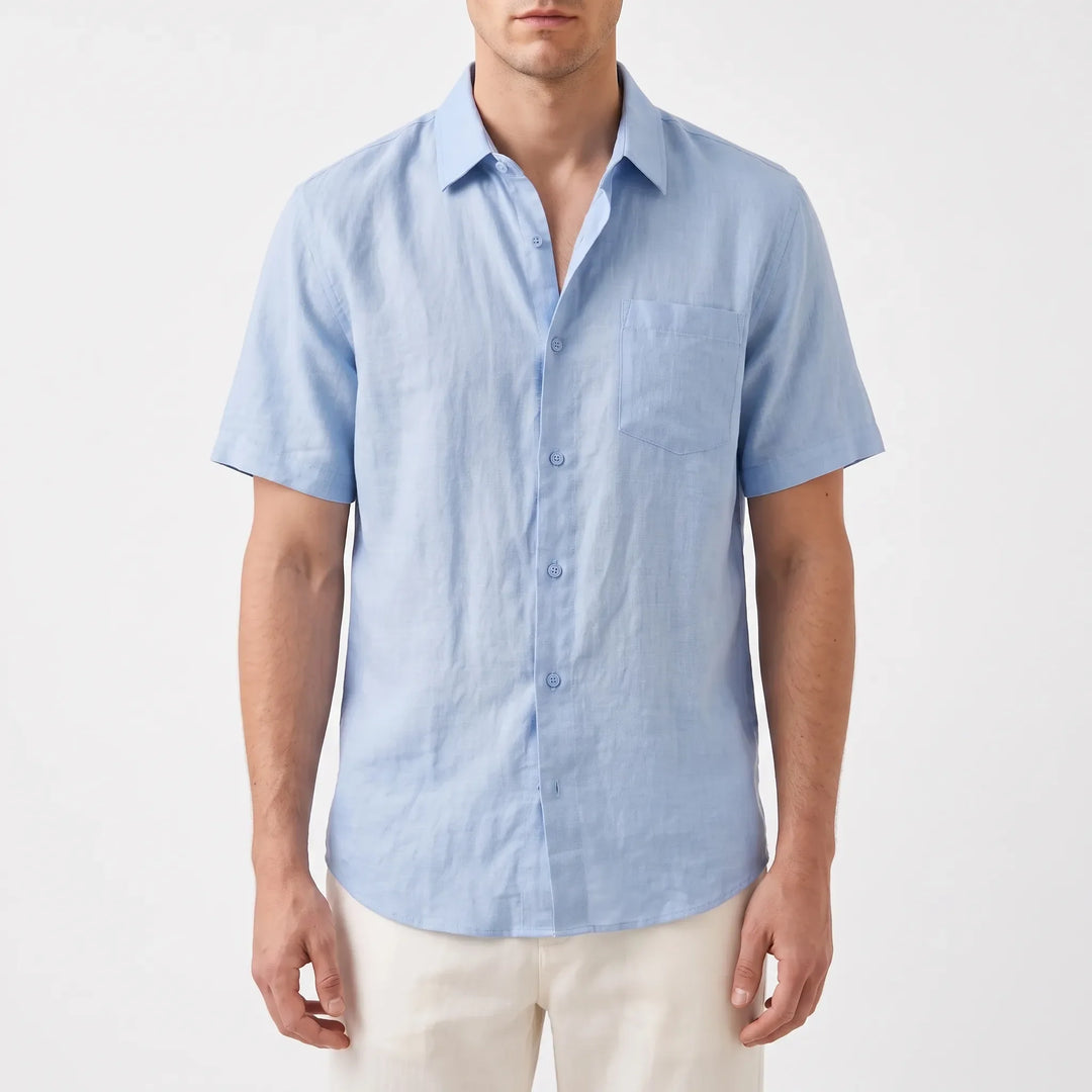 Short-Sleeved Casual Button-Up Shirt -  Josh