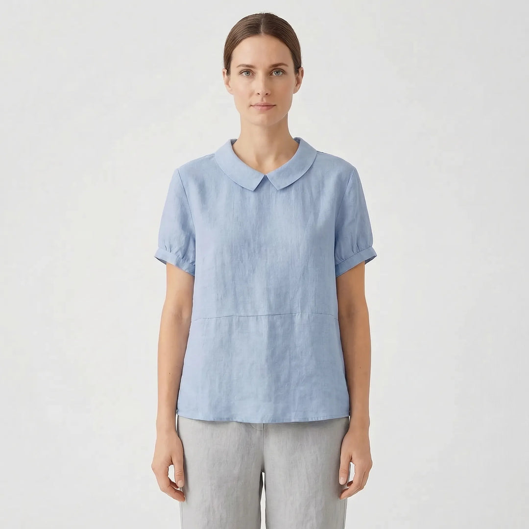 Short Sleeve Collared Women's Top - Maria