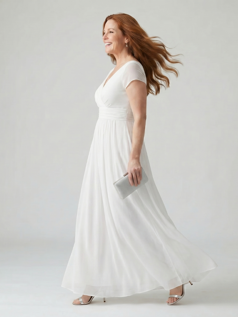 Short Sleeve Wrap Bodice Maxi Dress - Sheryl
