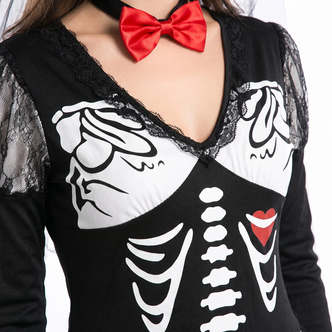 Skeleton Print Halloween Costume - Venosia