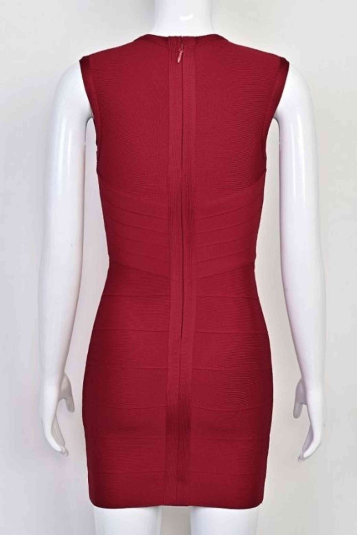 Sleeveless Red Bandage Dress - Sandra