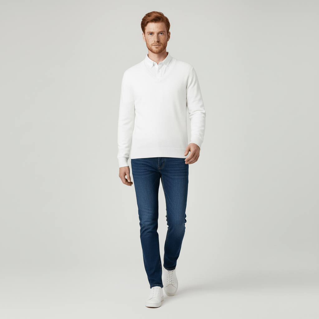 Slim-Fit V-Ausschnitt Pullover - Keanu