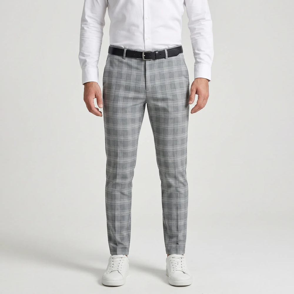 Slim Fit Cropped Check Trousers - Cornelius