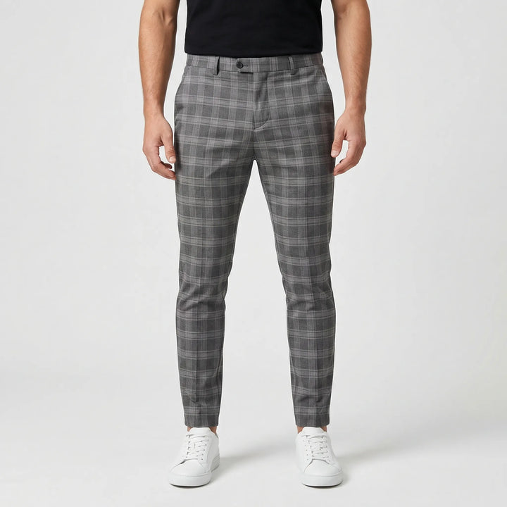 Slim Fit Cropped Check Trousers - Cornelius