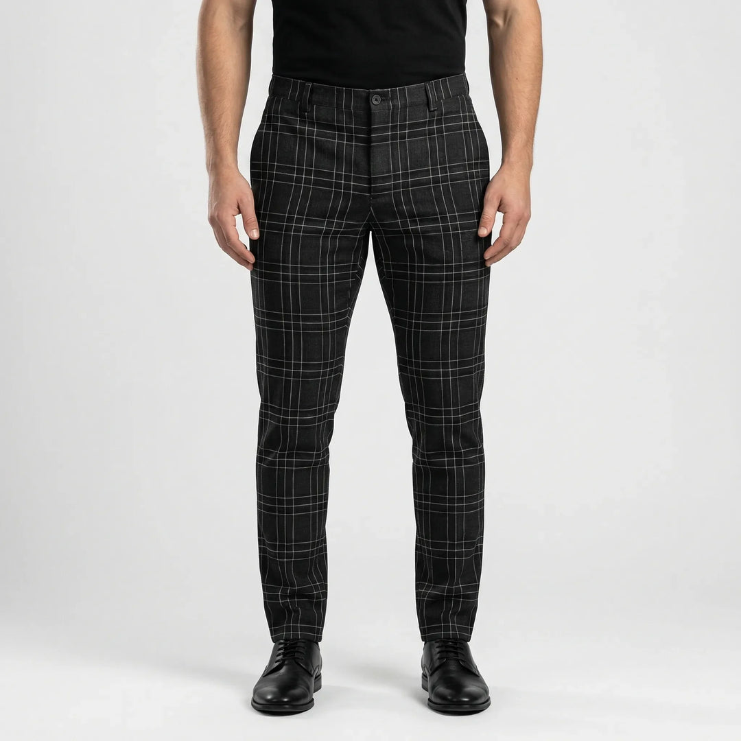 Slim Fit Cropped Check Trousers - Cornelius