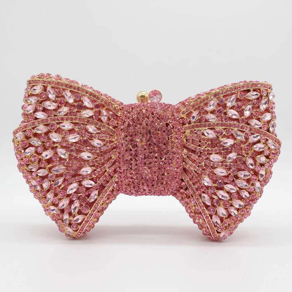 Sparkling Bow-Shaped Evening Clutch - Bovena