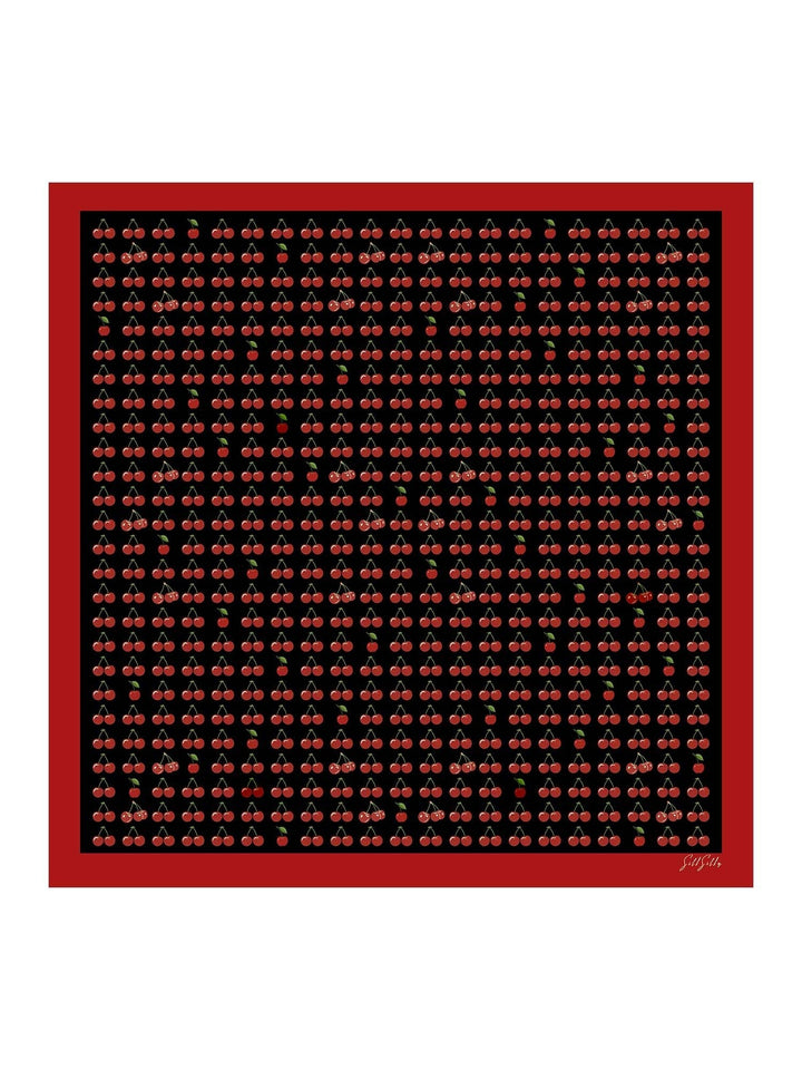 Square Cherry Print Scarf - Cherella