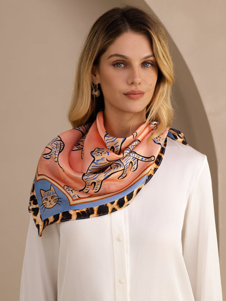 Square Leopard Print Scarf - Felinora