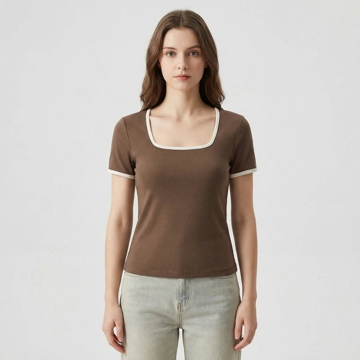 Square Neck Short Sleeve Top - Sarah