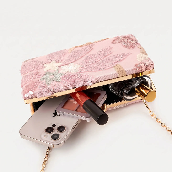 Structured Floral Evening Clutch - Blusheta