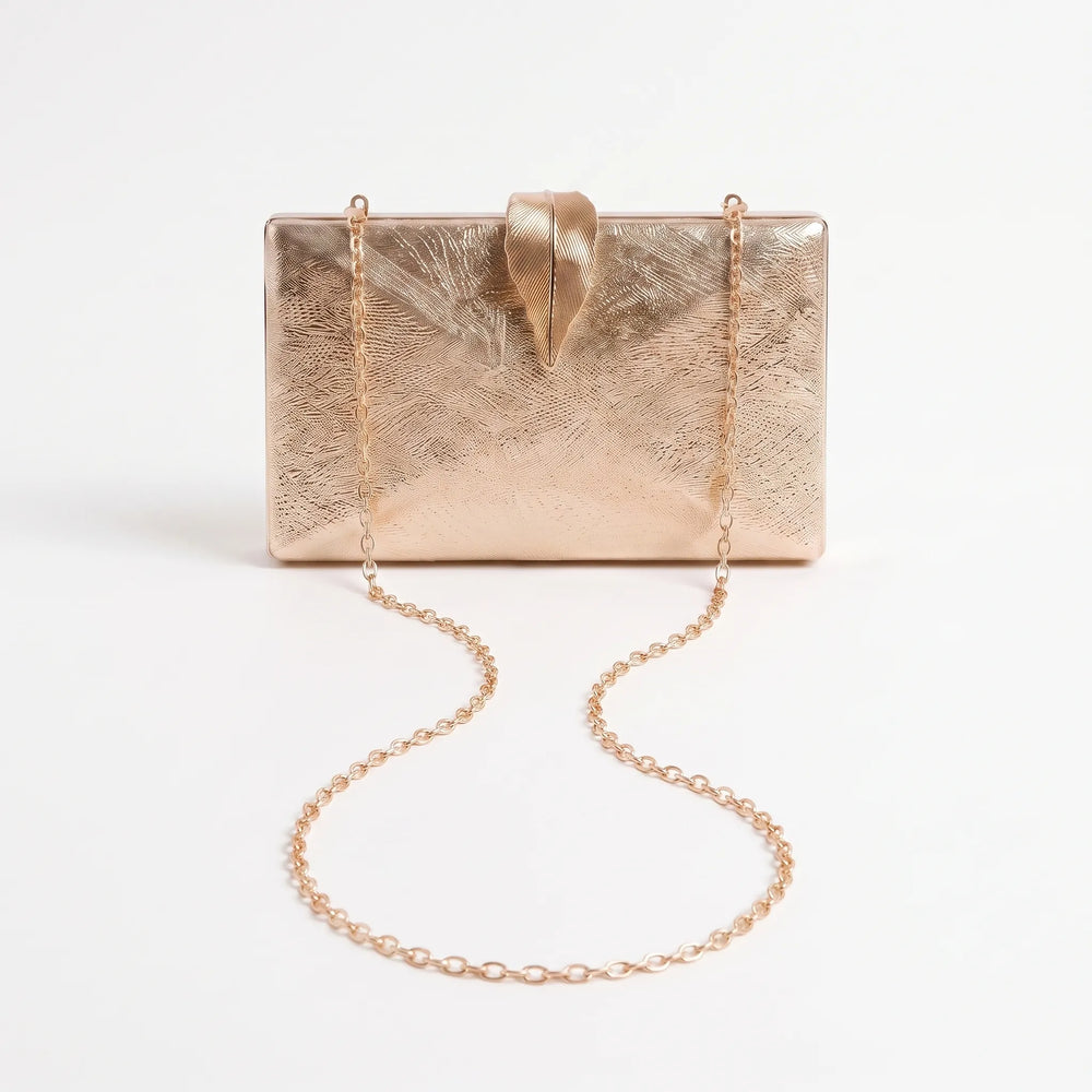 Structured Gold Evening Clutch - Nyktis