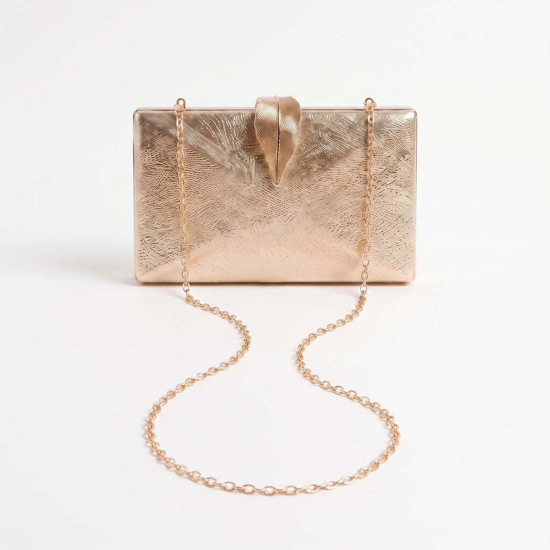 Structured Gold Evening Clutch - Nyktis