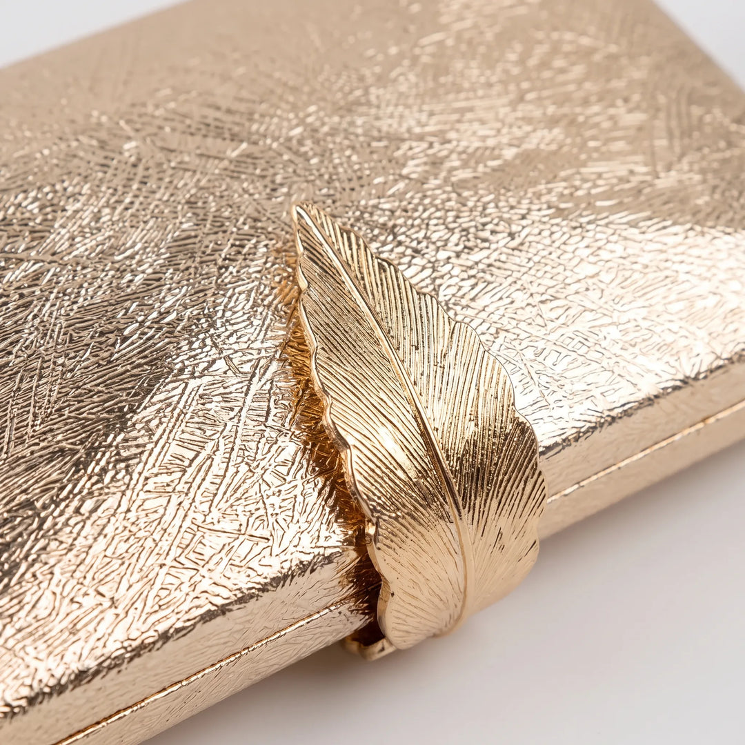 Structured Gold Evening Clutch - Nyktis