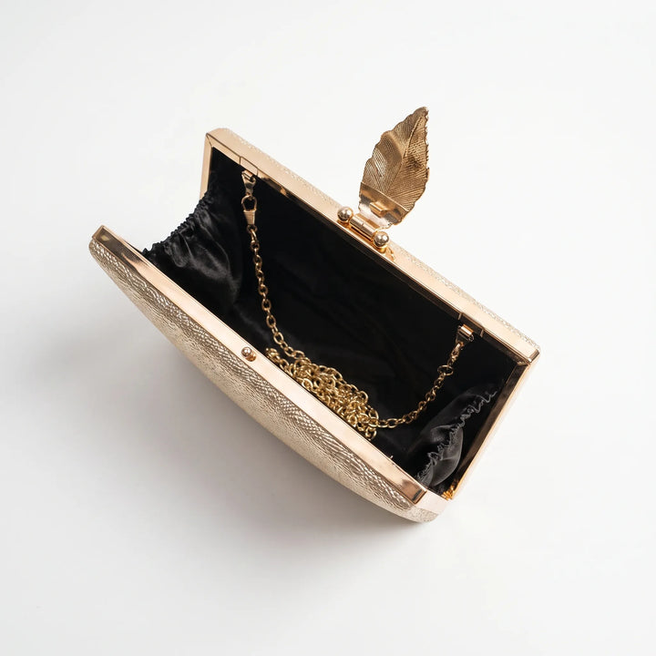Structured Gold Evening Clutch - Nyktis