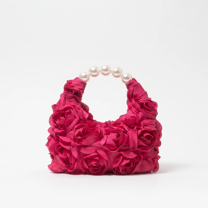 Structured Half Moon Floral Evening Bag - Florique
