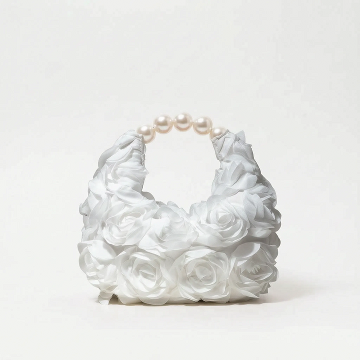 Structured Half Moon Floral Evening Bag - Florique