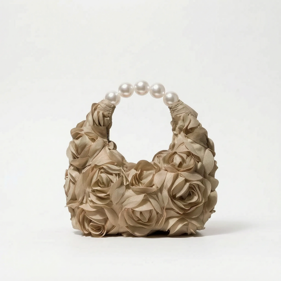 Structured Half Moon Floral Evening Bag - Florique