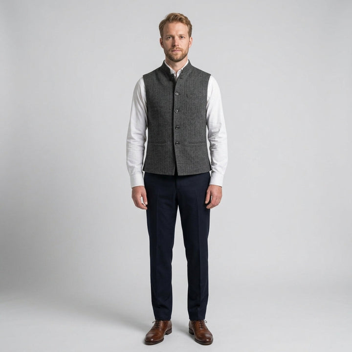 Structured Mandarin Collar Waistcoat - Austin