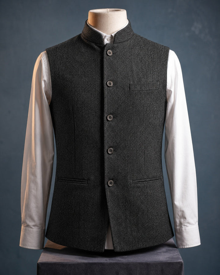 Structured Mandarin Collar Waistcoat - Austin