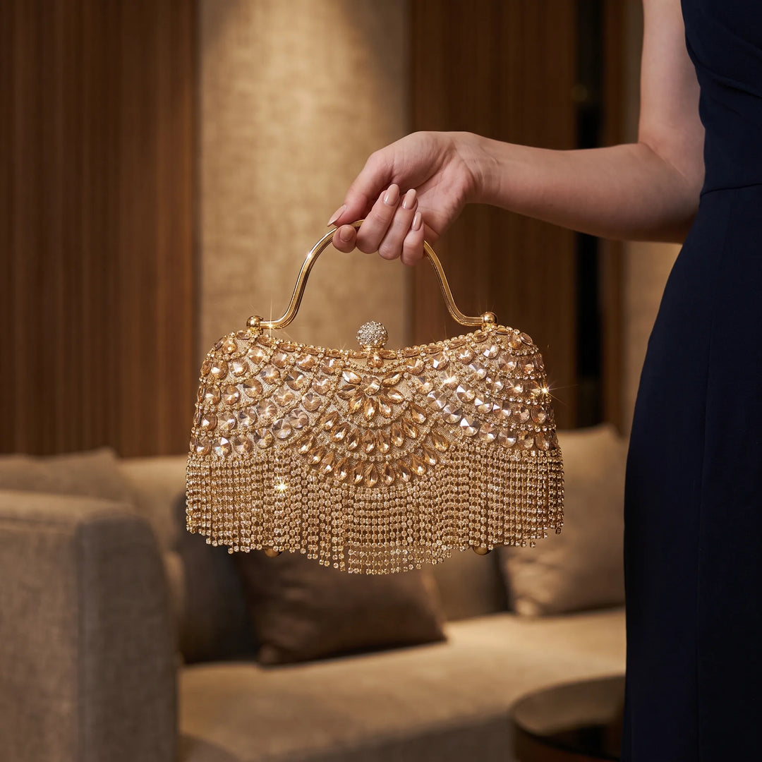 Structured Scalloped Embellished Evening Clutch - Evenda