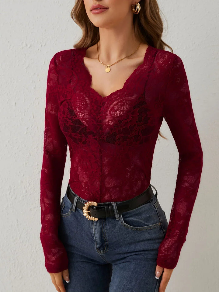 Taillierte Bluse Mit Spitzendetails - Lilia