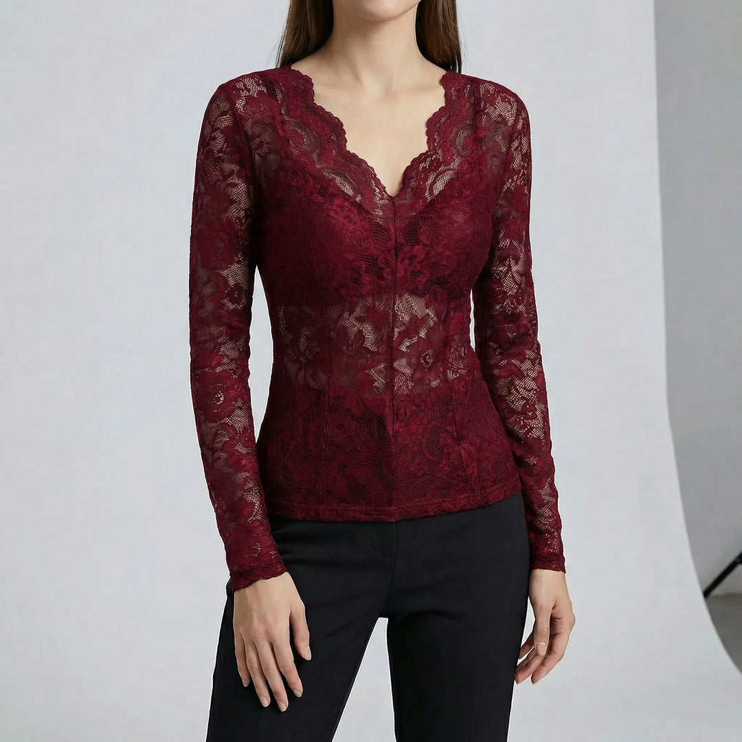 Taillierte Bluse Mit Spitzendetails - Lilia