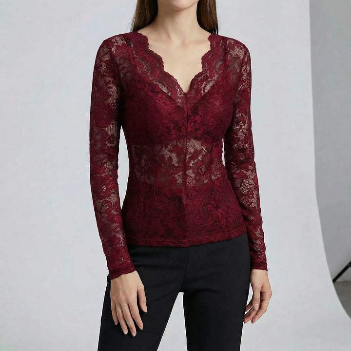 Taillierte Bluse Mit Spitzendetails - Lilia