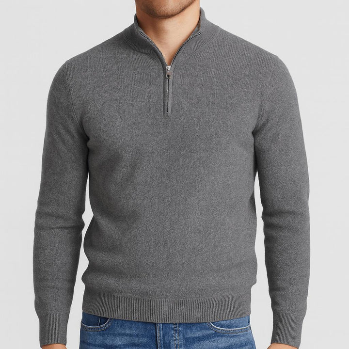 Men's beige Merino Wool V-Neck Sweater, another view.