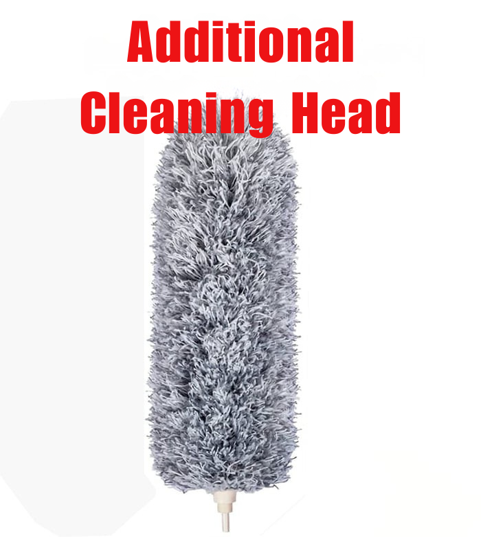 Extra gray microfiber cleaning head shown alone against a white background, with a threaded white plastic connector at its base. 7