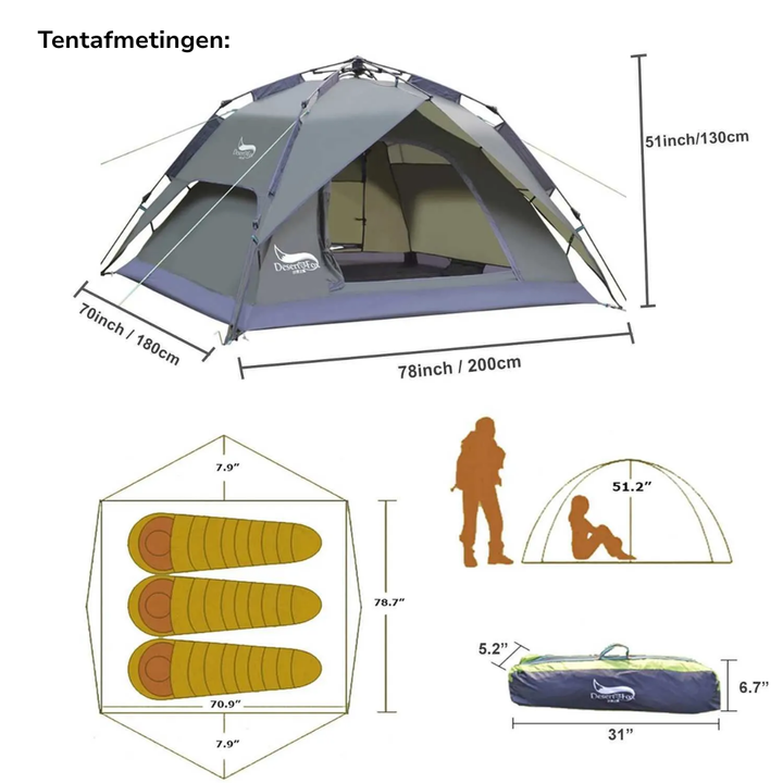 Three-Person Dome Camping Tent - Campigo