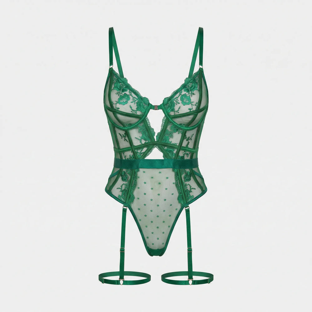 Transparenter Spitzen Body Mit Straps - Alissa