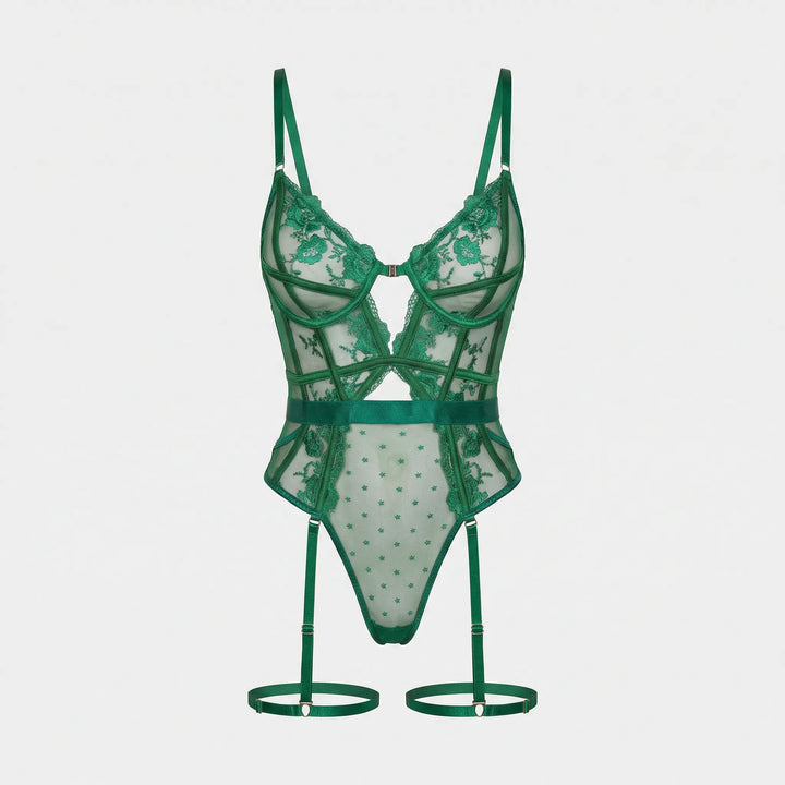 Transparenter Spitzen Body Mit Straps - Alissa
