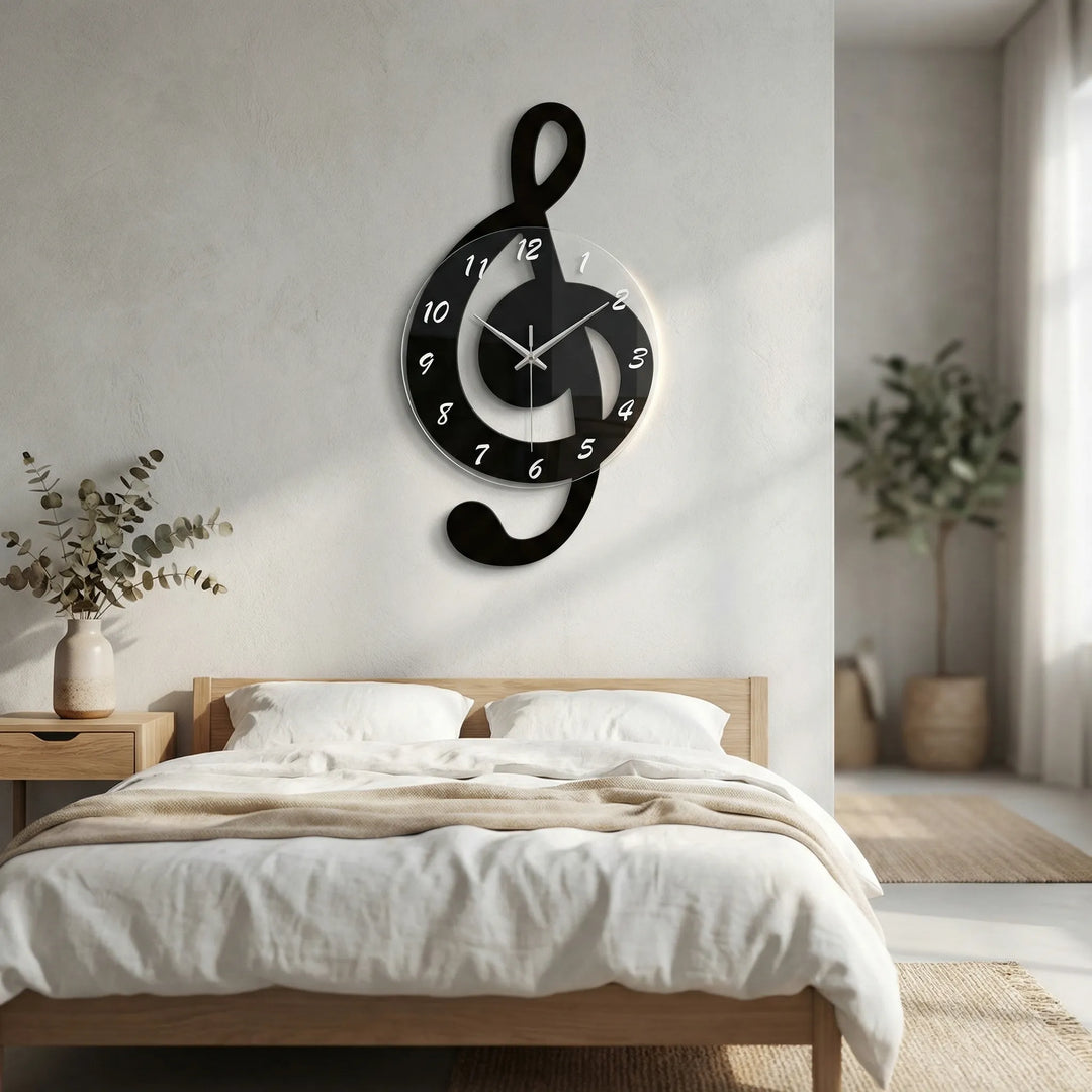 Treble Clef Shaped Decorative Wall Clock - Clefora