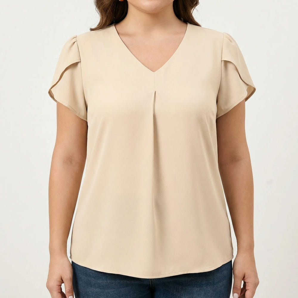 V-Neck Flutter Sleeve Plus Size Blouse - Rosalie