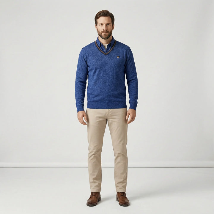 V Ausschnitt Pullover Mit Kragen - Ian