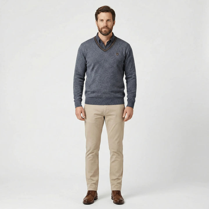 V Ausschnitt Pullover Mit Kragen - Ian