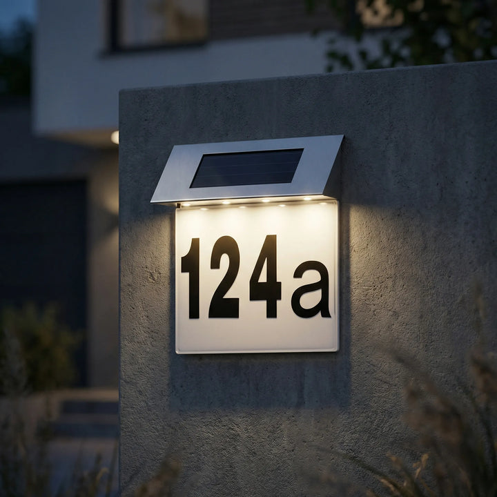 Verlicht Huisnummerbord Op Zonne-Energie Voor Buiten - Lumicipher