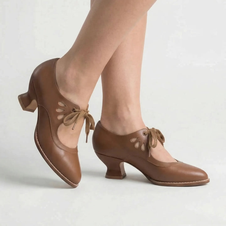 Vintage-Inspired Lace-Up Heeled Shoe - Virginia