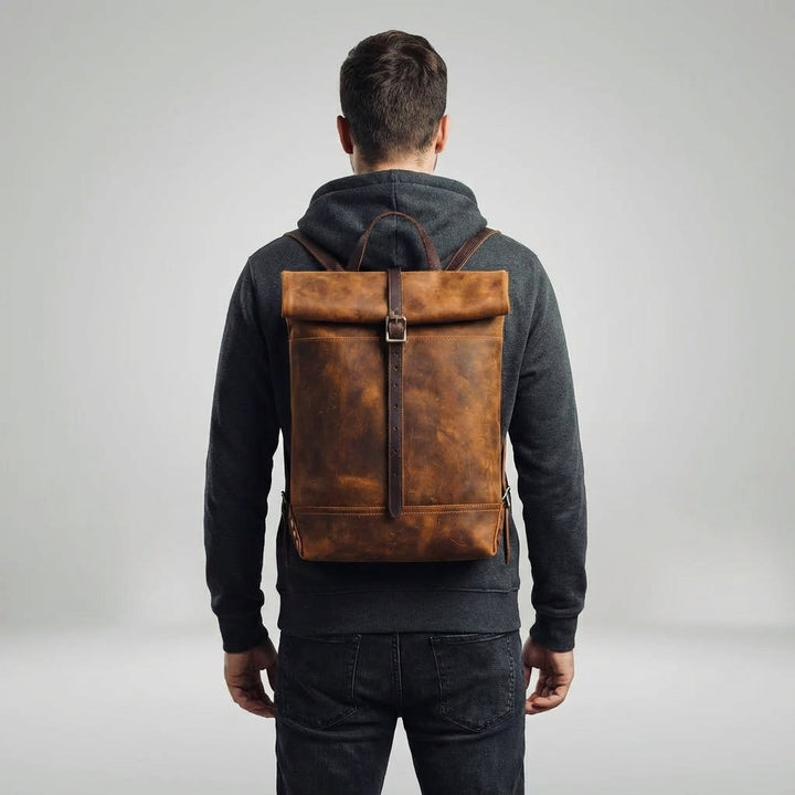 Vintage Crazy Horse Leren Rugzak - TrailForge