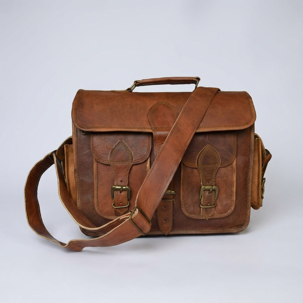 Vintage Messenger Tas Van Geitleer - Vintageo